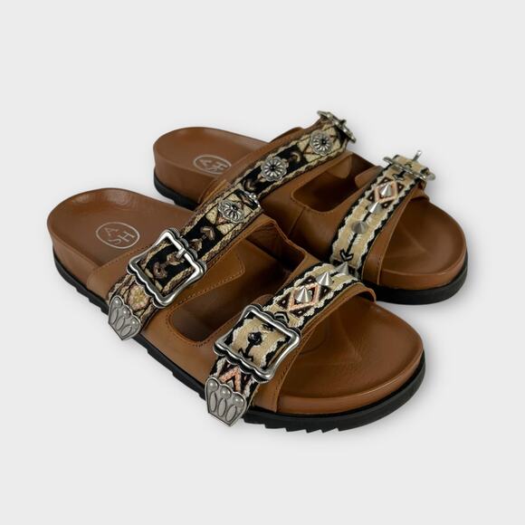 ASH Ulysse Boho Woven Strap Buckle Studded Slide Slip-on Sandal Size 39 US 8.5/9 - Picture 4 of 12